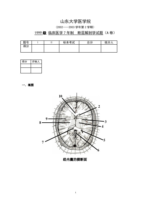 山东大学医学院2002——2003学年第2学期1999级临床医学7年制