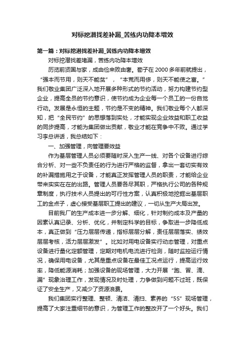 对标挖潜找差补漏_苦练内功降本增效