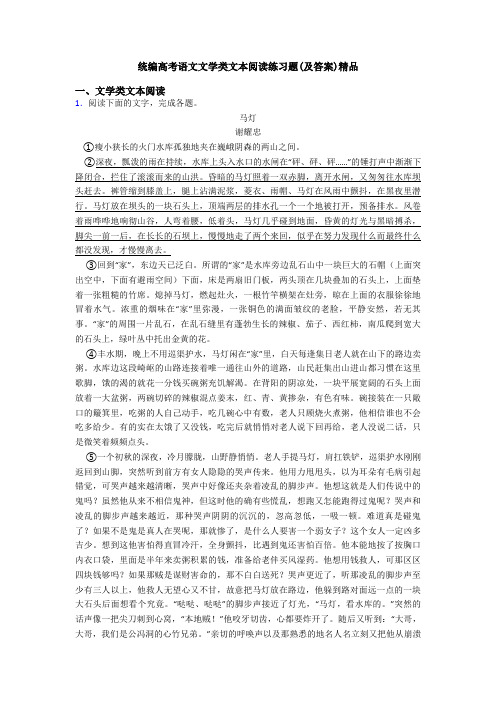 统编高考语文文学类文本阅读练习题(及答案)精品