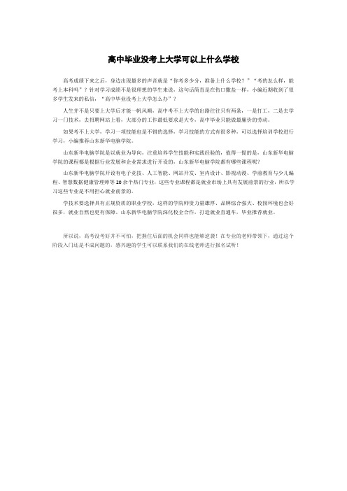 高中毕业没考上大学可以上什么学校