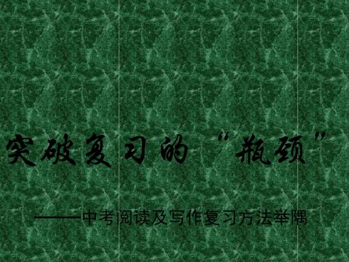 2010年中考阅读及写作复习方法举隅.ppt