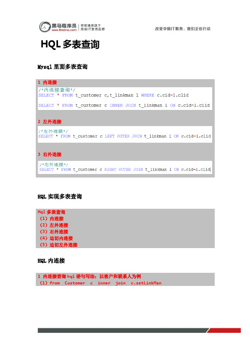 黑马程序员hibernate框架开发教程第四天：(4)HQL多表查询