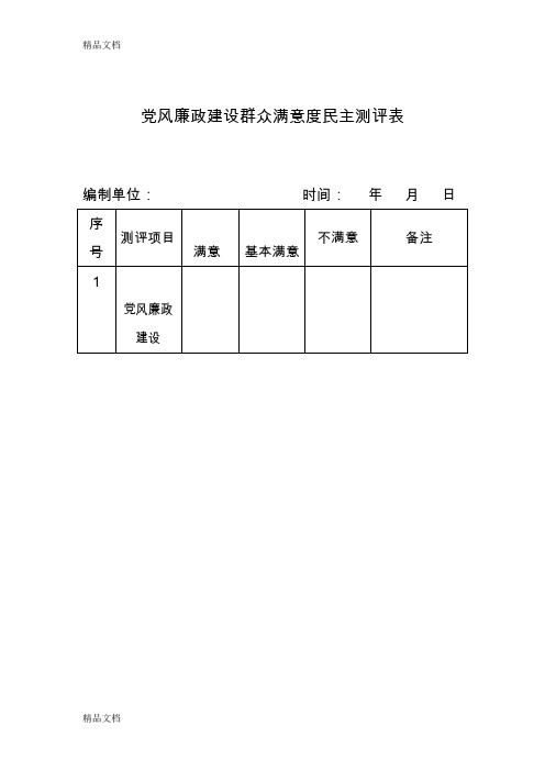 最新党风廉政建设群众满意度民主测评表(1)