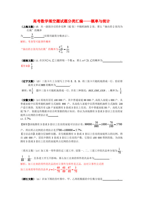 (整理版)高考数学填空题编概率与统计