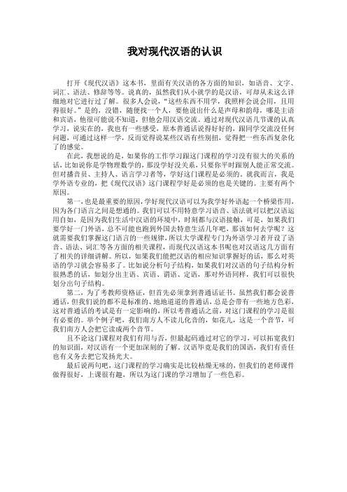 我对现代汉语的认识