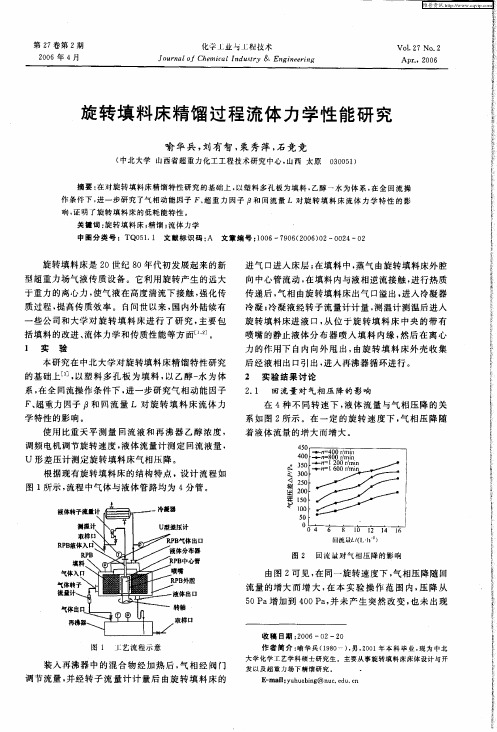 旋转填料床精馏过程流体力学性能研究