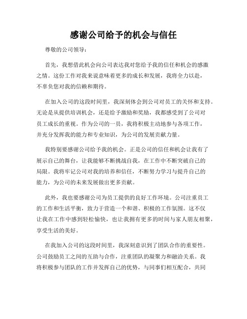 感谢公司给予的机会与信任