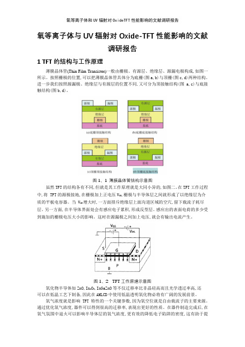 氧等离子体和UV辐射对OxideTFT性能影响的文献调研报告