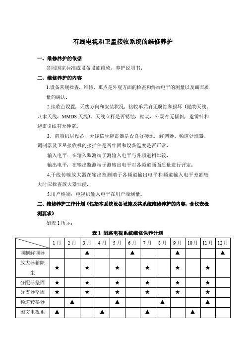 有线电视和卫星接收系统的维修养护