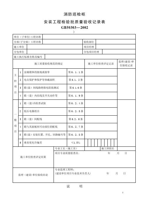 消防巡检柜质量验收记录表