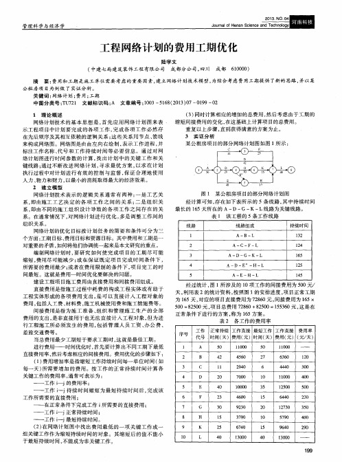 工程网络计划的费用工期优化