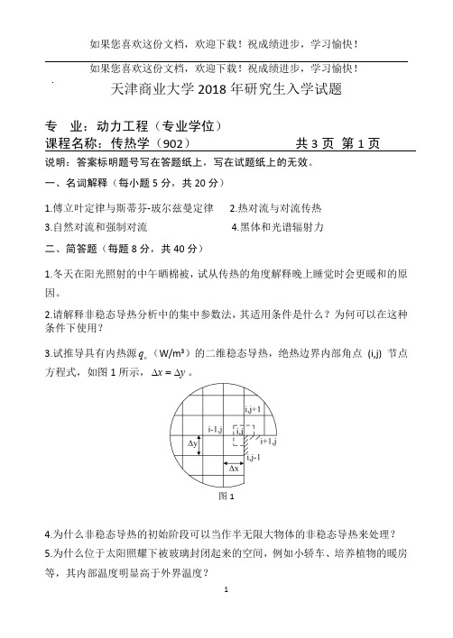 天津商业大学传热学+902+A