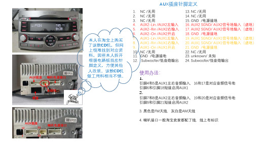 斯巴鲁傲虎力狮6碟CD机AUX定义