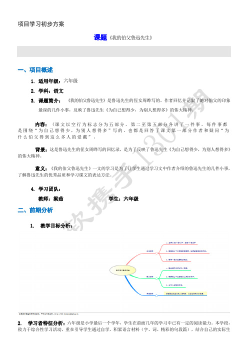 (模块三)项目学习初步方案模板