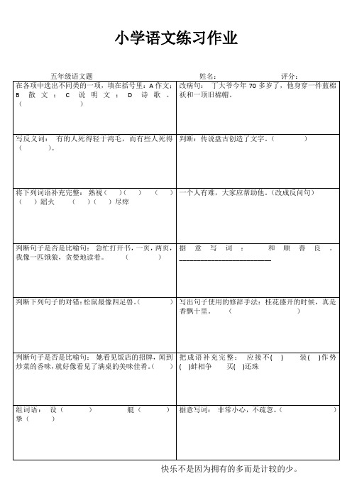 小学五年级语文精题选做III (65)