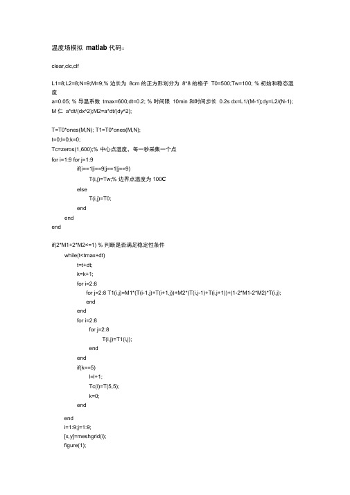 西安交通大学——温度场数值模拟(matlab)