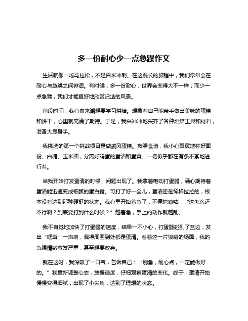 多一份耐心少一点急躁作文