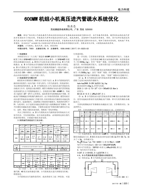 600MW机组小机高压进汽管疏水系统优化