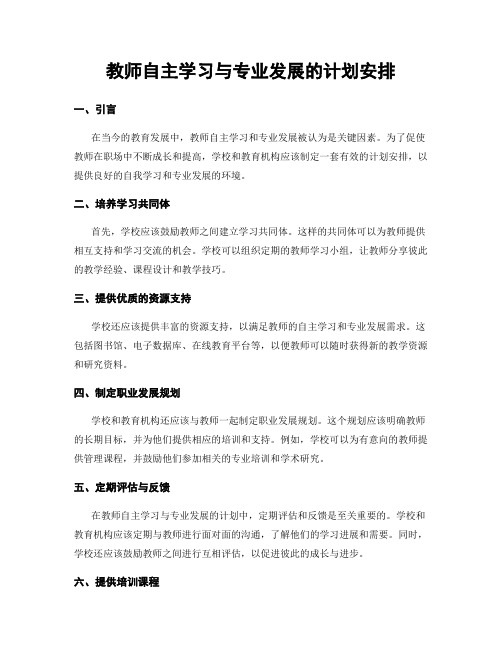 教师自主学习与专业发展的计划安排