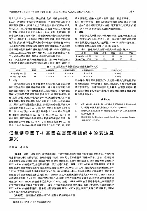 低氧诱导因子-1基因在宫颈癌组织中的表达及意义