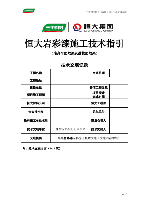 恒大多彩漆技术指引(平面及荔枝面效果)