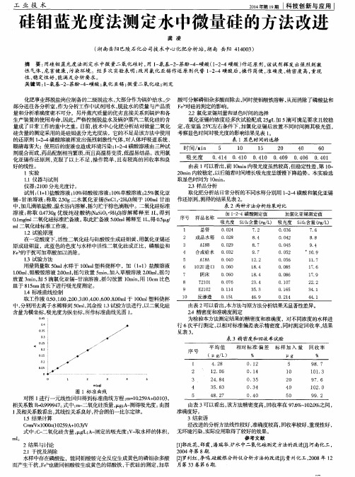 硅钼蓝光度法测定水中微量硅的方法改进