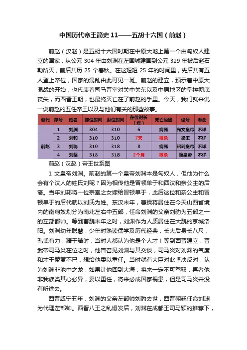 中国历代帝王简史11——五胡十六国（前赵）