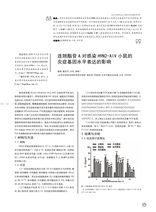 连翘酯苷A对感染H9N2-AIV小鼠的炎症基因水平表达的影响