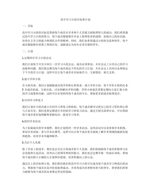 高中学习小组目标和计划