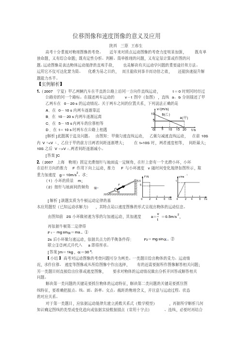 高中物理位移图像和速度图像的意义及应用