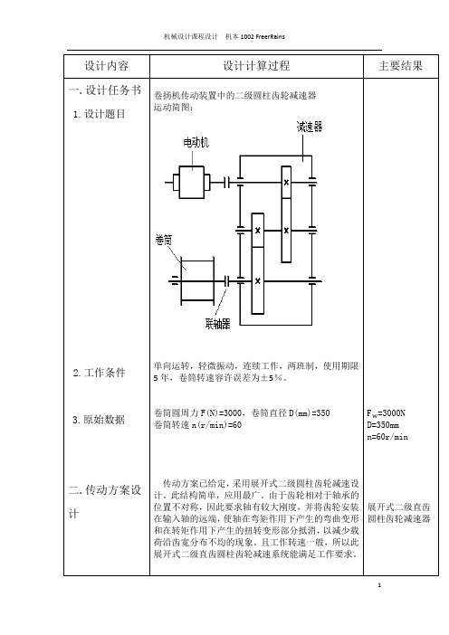 卷扬机二级圆柱齿轮减速器课程设计