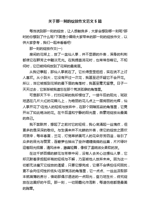 关于那一刻的绽放作文范文5篇