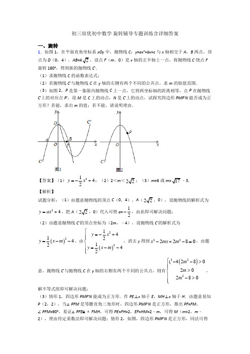 初三培优初中数学 旋转辅导专题训练含详细答案