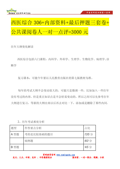 306西医综合考研难度及考试重点范围精讲