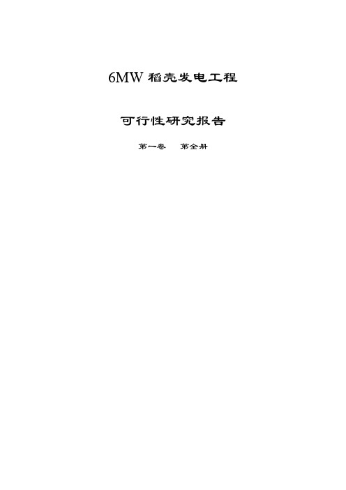 6MW稻壳发电工程项目可行性研究报告