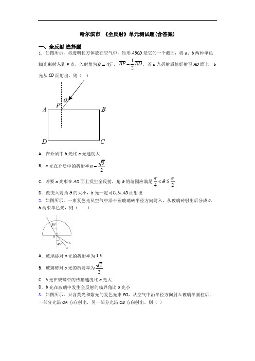 哈尔滨市 《全反射》单元测试题(含答案)