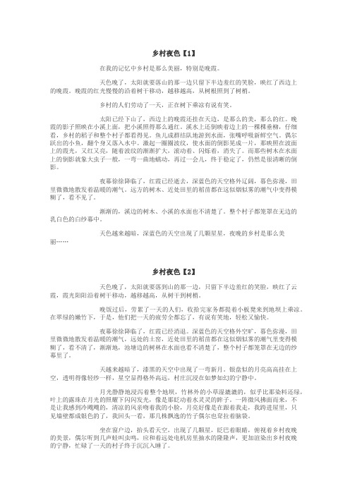 乡村夜色作文