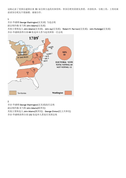 美国自建国以来55届全国大选的具体资料