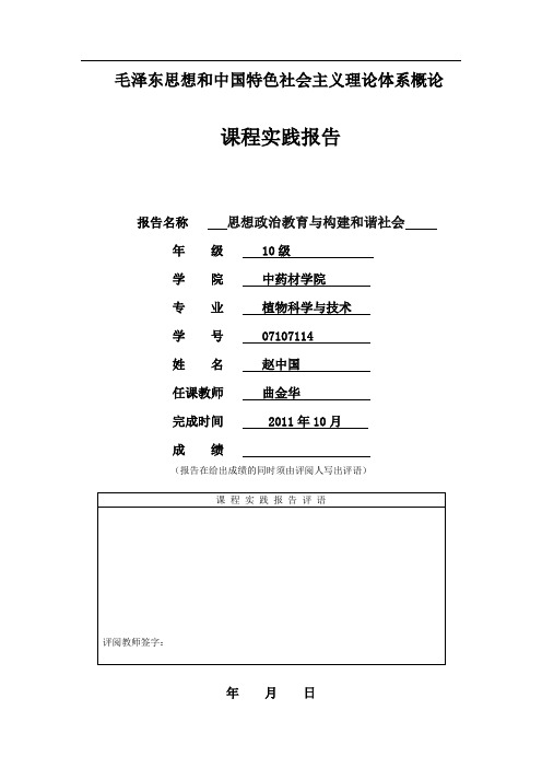 大学生思想政治教育与构建和谐社会