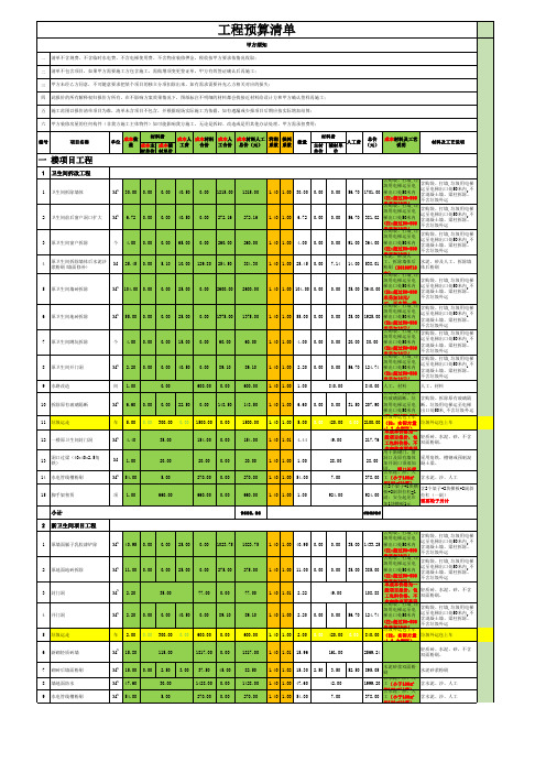 工装装饰装修预算决算报价表模版