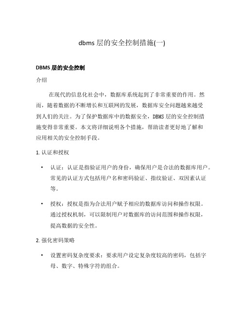 dbms层的安全控制措施(一)