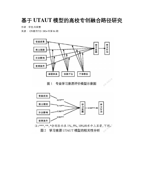 基于UTAUT模型的高校专创融合路径研究 