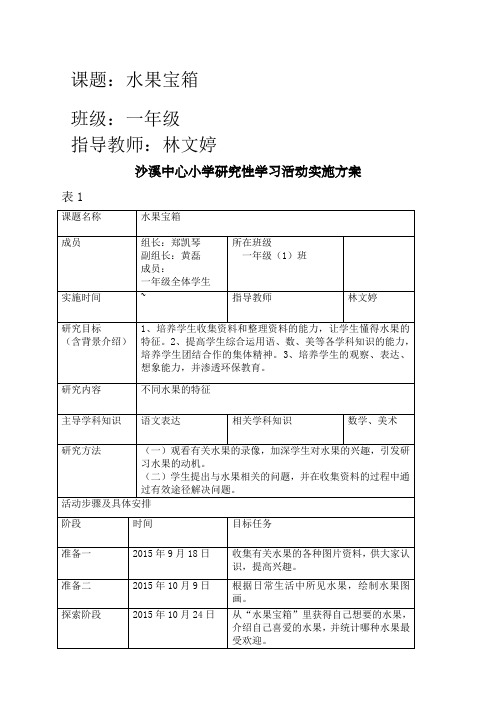 研究性学习活动记录表