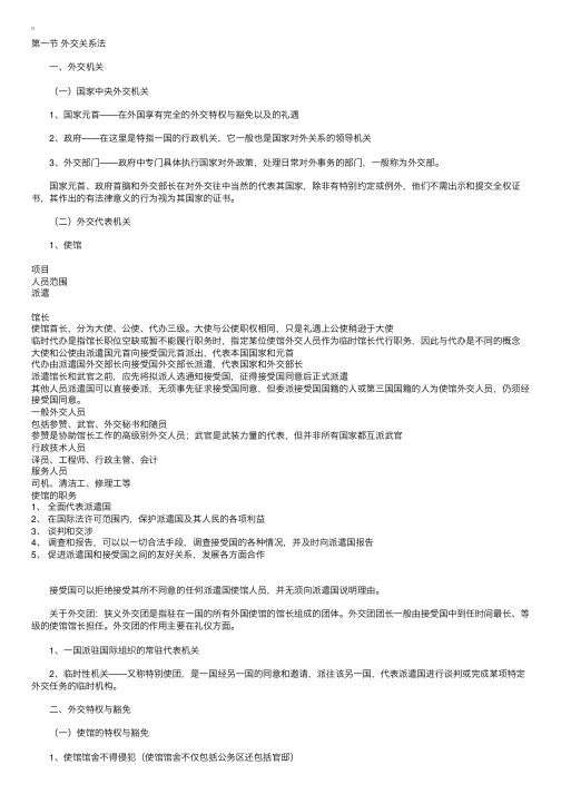 司法考试外交关系法与领事关系法复习精华