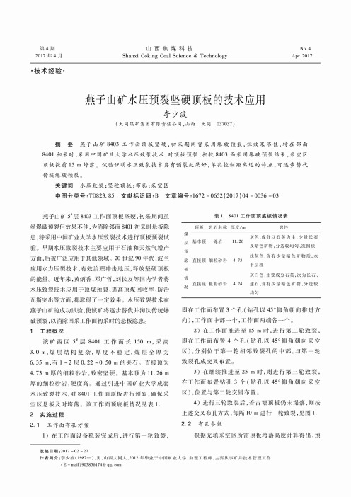 燕子山矿水压预裂坚硬顶板的技术应用