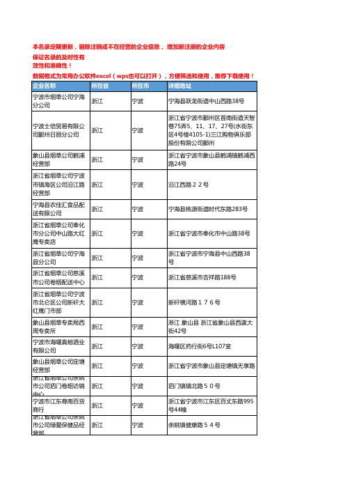 2020新版浙江宁波烟草企业公司名录名单黄页联系方式大全97家