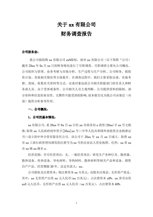 xx公司财务尽职调查报告