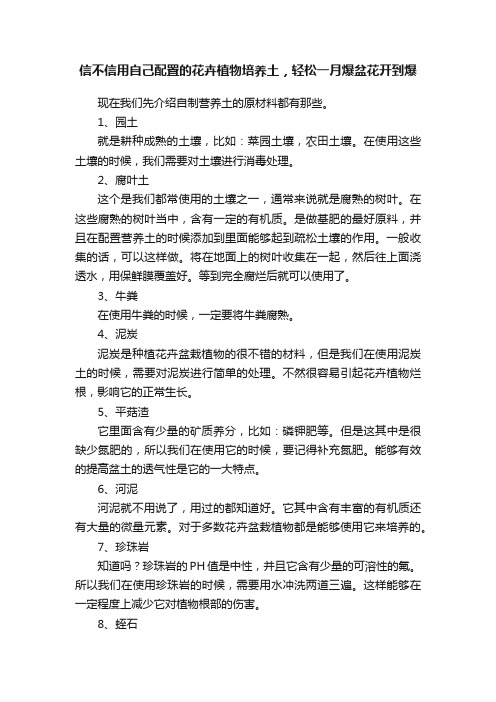 信不信用自己配置的花卉植物培养土，轻松一月爆盆花开到爆