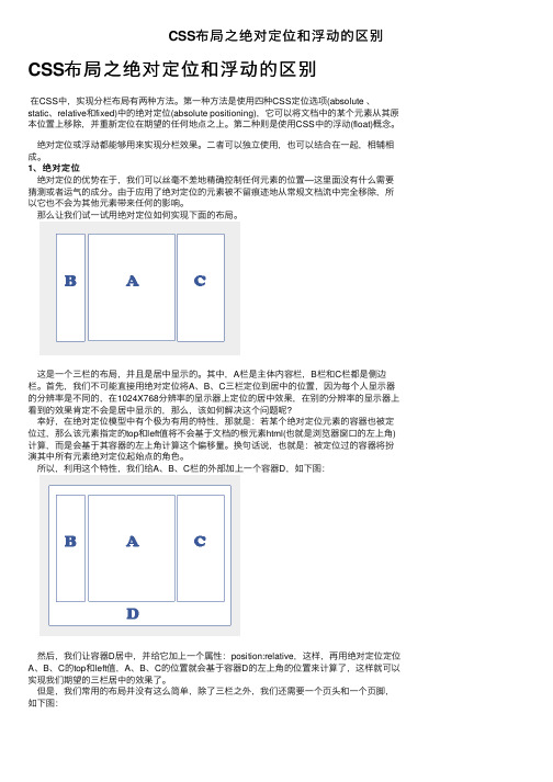 CSS布局之绝对定位和浮动的区别