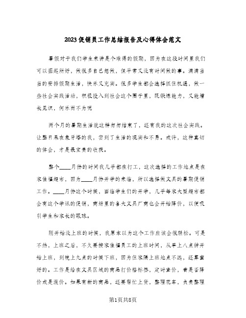 2023促销员工作总结报告及心得体会范文(三篇)